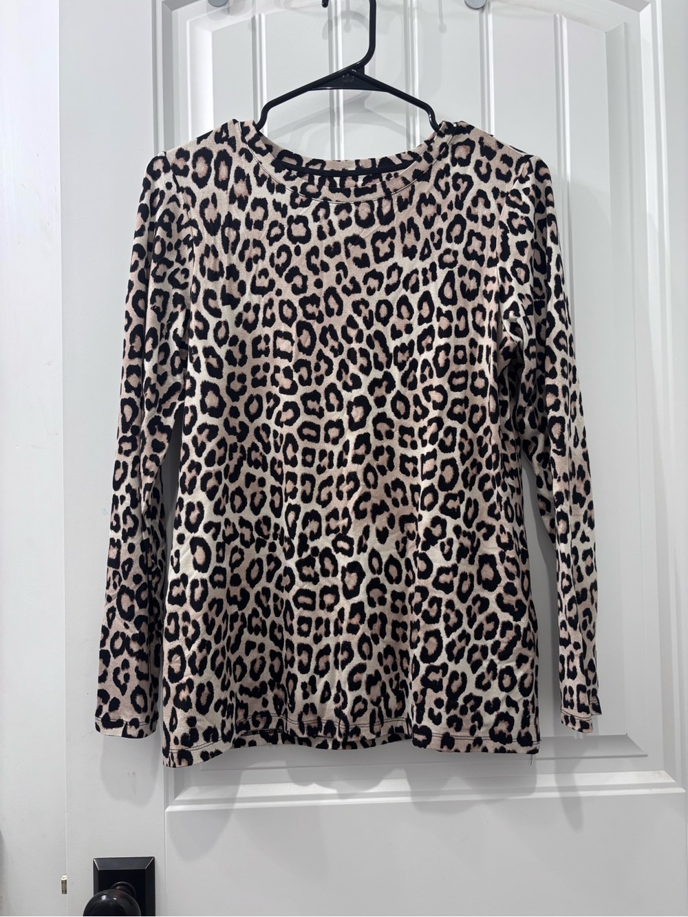 Chico's Leopard Print Long Sleeve Top - Beige & Black